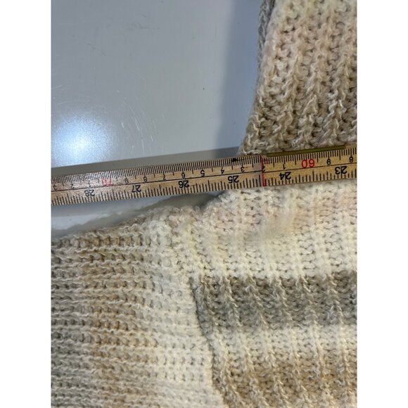Women's Sweater natural tones with pink stripe Size Large - Picture 7 of 13